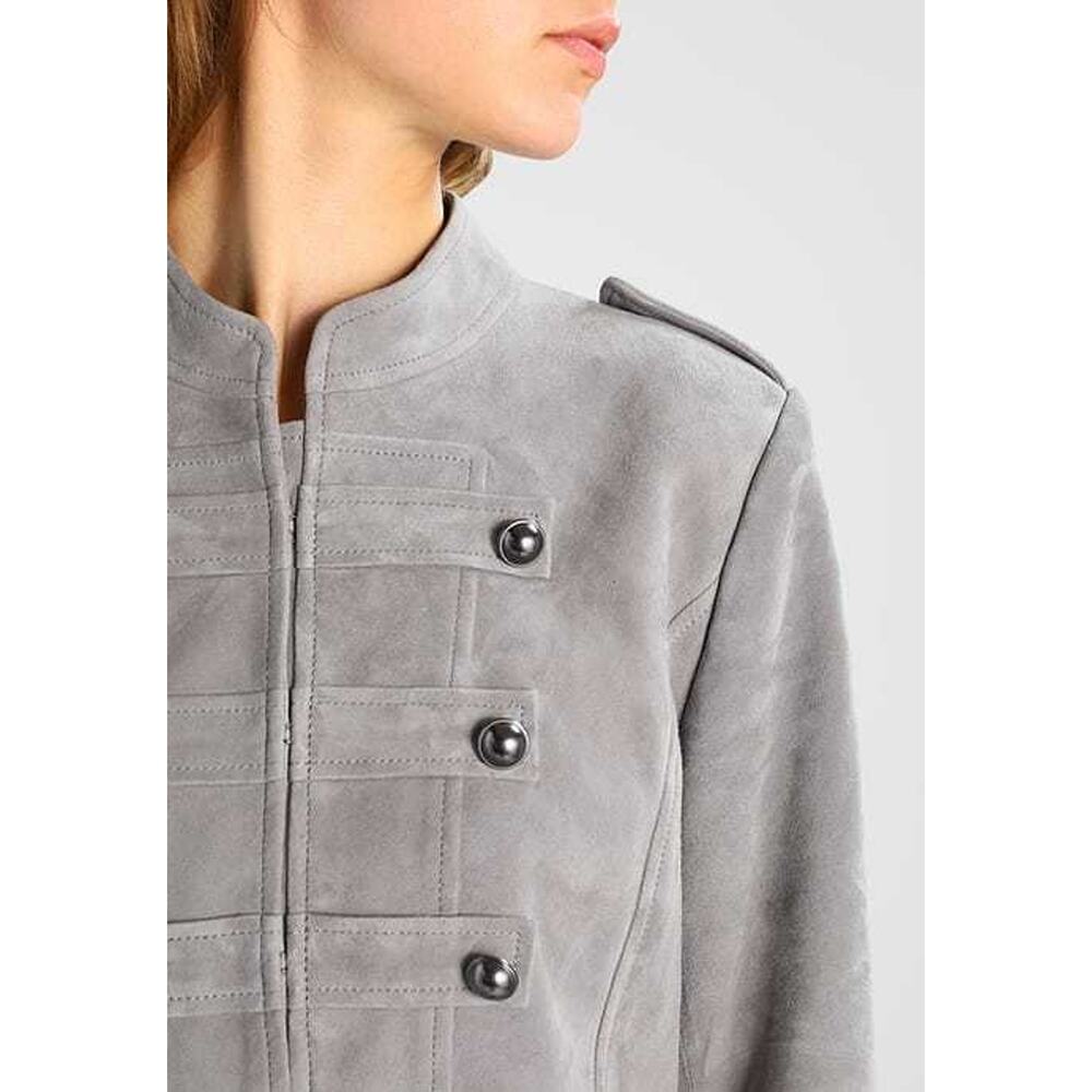 NWT Banana Republic Suede Band Jacket, Light Grey SIZE L #873949 N0117 - Picture 3 of 7